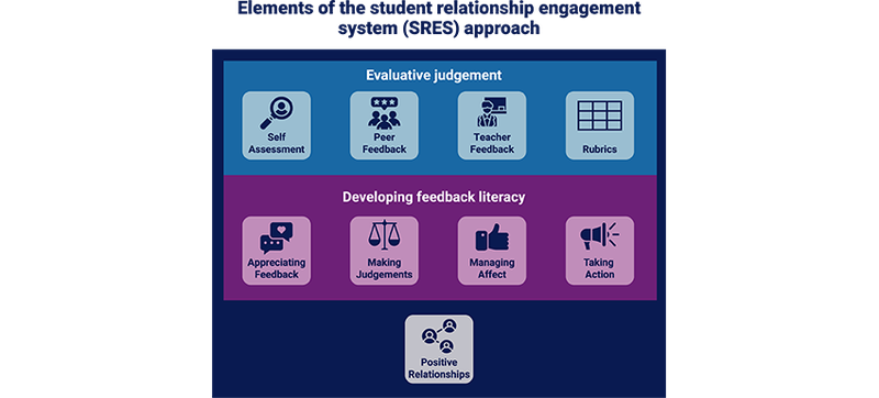 Elements of the student relationship engagement system approach graphic