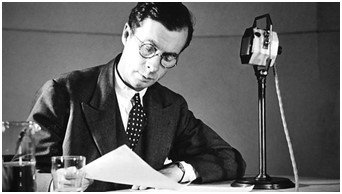 Julian Huxley records a radio show at the BBC in the 1920s