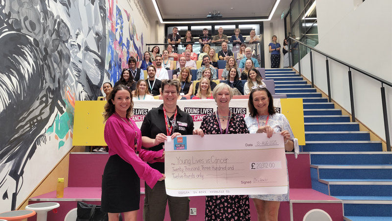 Jisc staff present £20,000 check to Young Lives Vs Cancer