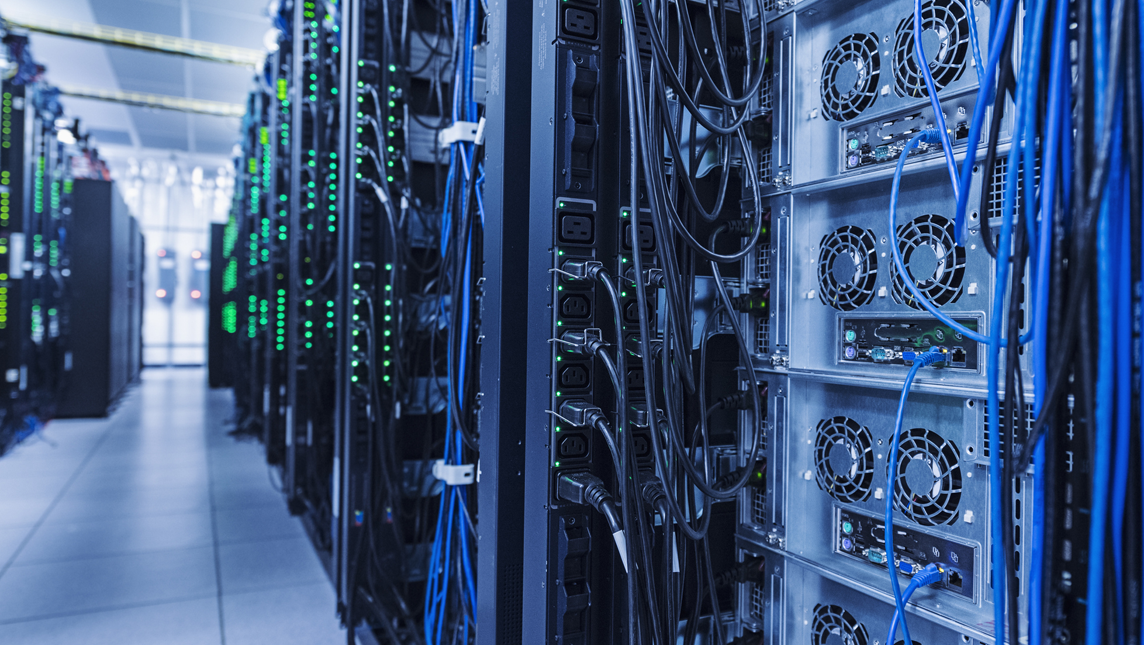 Empty aisle in server room
