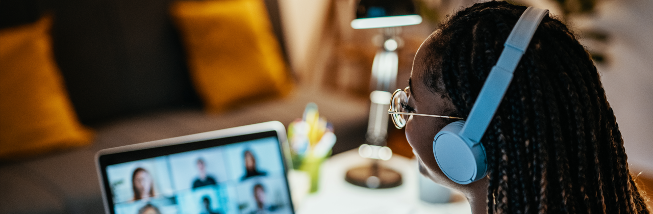 Group of international students having online meeting