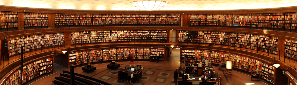 A library full of books.