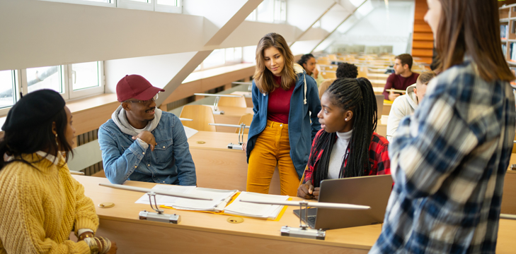 Students chatting between lessons